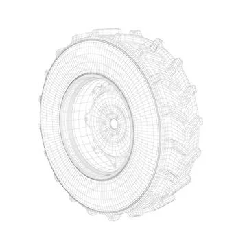 3D model of tractor wheel 3D wire-frame model of tractor wheel on white ba... Stock Photos