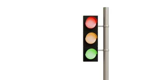 3D model of a traffic light on a pole on a white background, traffic light Stock Illustration