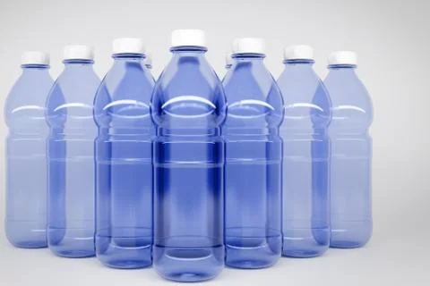 3D model of transparent plastic bottles with a size of 1.5 liters. Bottles st Foto stock