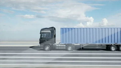 3d model of truck on the bridge. 4k animation. Video stock 108505069