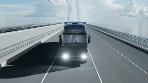 3d model of truck on the bridge. 4k animation. Video stock 108505962
