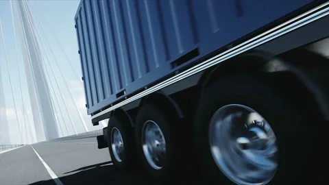 3d model of truck on the bridge. 4k animation. Video stock 108509209