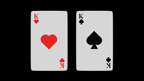 3D model of two playing cards hearts and spades on a gray background Illustrazione stock