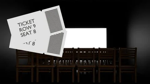 3D model of two tickets with row and seat numbers and barcode on the backgr.. Stock Illustration