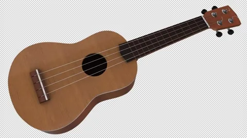 3d model of ukulele rotating in a seamless loop on an alpha channel background. Stock Footage 144688352