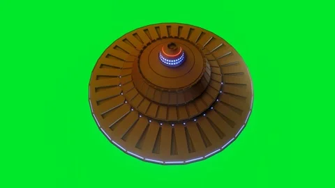 3D model of an unidentified flying object. Stylized flying saucer rotates on a g Video stock 297451842
