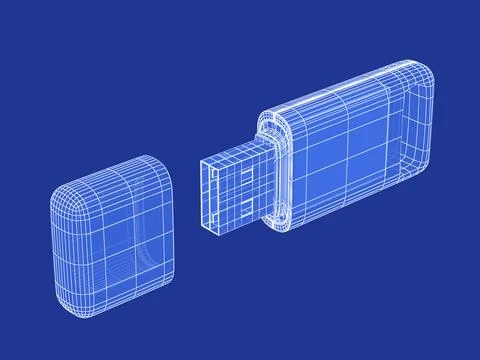 3D model of USB flash drive Stock Illustration