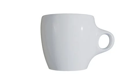 3D model of a white ceramic cup on a light background, cup for tea Stock Photos