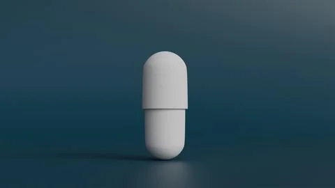 3D model of white medicine capsule on blue background as a concept of medic.. Stock Illustration