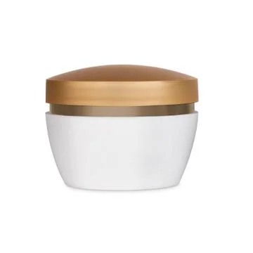 3D model white plastic golden cap jar for cream  isolated on white background Stock Illustration