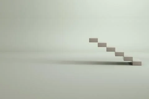 3D model of a white staircase. Staircase made of white bricks. Empty space Stock Illustration