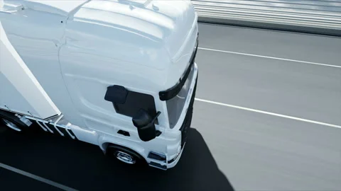 3d model of white truck on the bridge. 4k animation. Stockbeeldmateriaal 108500594