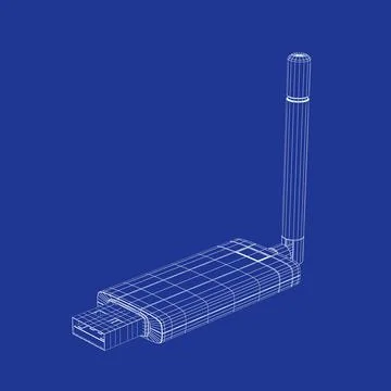 3D model of wireless network adapter Stock Illustration