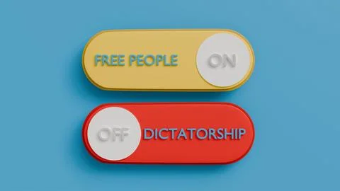 3D model of yellow power button with text free people and red power button wi 스톡 일러스트