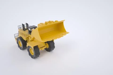 3D model of a yellow tractor. Machine for construction work. Graphics, 3d model Illustrazione stock