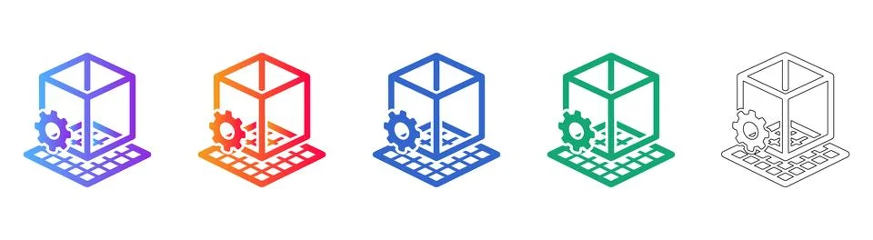 3D Modeling and Software Development Icons Illustrazione stock