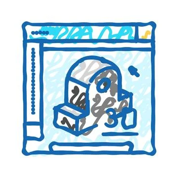 3d modeling architectural drafter icon doodle illustration Stock Illustration