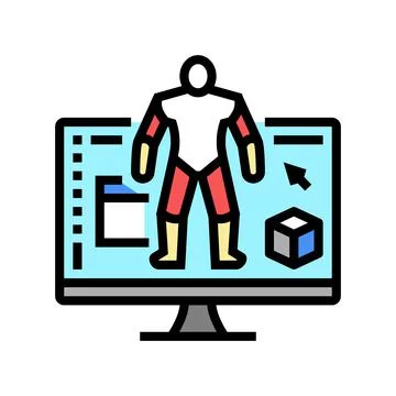 3d modeling characters color icon vector illustration Stock Illustration