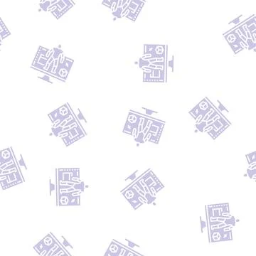 3d modeling characters glyph seamless pattern Illustrazione stock