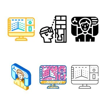 3d modeling color diversity icon vector flat Stock Illustration