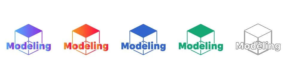 3D Modeling Cube Icons Stock Illustration