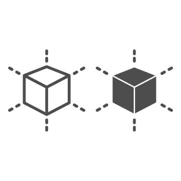 3D modeling cube line and glyph icon. Square model vector illustration isolated Stock Illustration