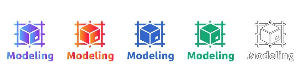3D Modeling Design Project Icons Stock Illustration