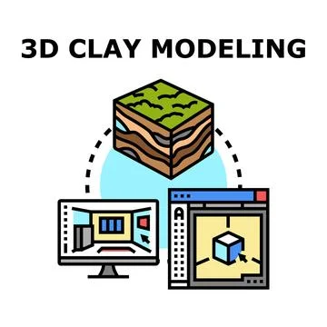 3d modeling designing digital terrain architecture concept Stock Illustration