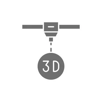 3d modeling, industrial printer, 3 dimensional model grey icon. Stock Illustration