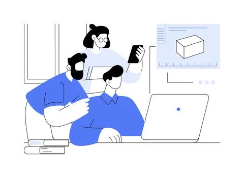 3D modeling isolated cartoon vector illustrations. Illustrazione stock