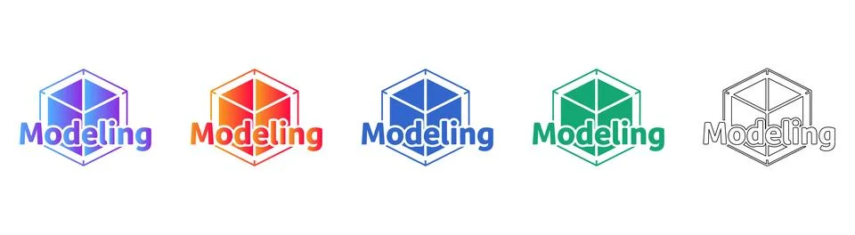 3D Modeling Isometric Cube Icons Stock Illustration