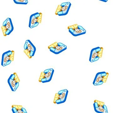 3d modeling isometric icon seamless pattern flat Ilustración de archivo