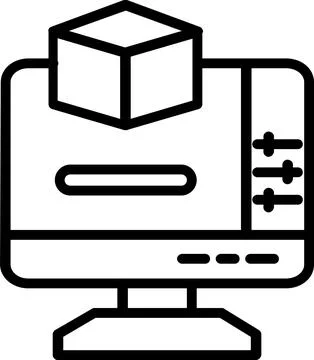 3d Modeling Line Icon Design Stock Illustration
