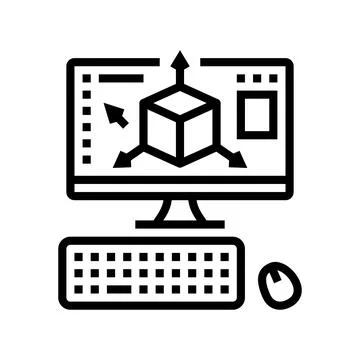 3d modeling line icon vector illustration 스톡 일러스트