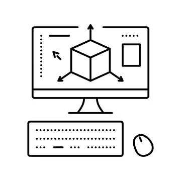 3d modeling line icon vector illustration Stock Illustration