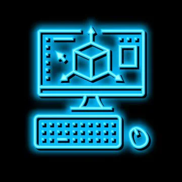 3d modeling neon glow icon illustration Stock Illustration