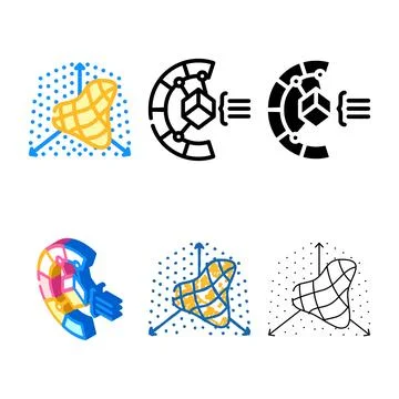 3d modeling process color icon vector mix Stock Illustration