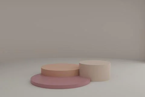 3d modeling scene with round podiums in calm pastel colors Illustrazione stock