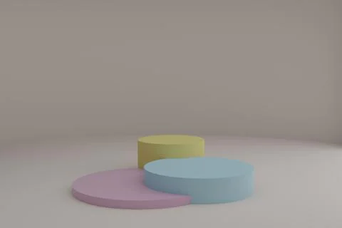 3d modeling scene with round podiums in calm pastel colors Illustrazione stock