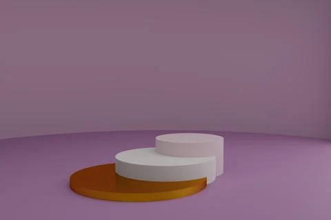 3d modeling scene with round podiums in calm pastel colors Illustrazione stock