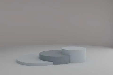 3d modeling scene with round podiums in calm pastel colors Illustrazione stock
