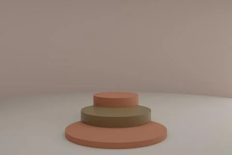 3d modeling scene with round podiums in calm pastel colors Illustrazione stock