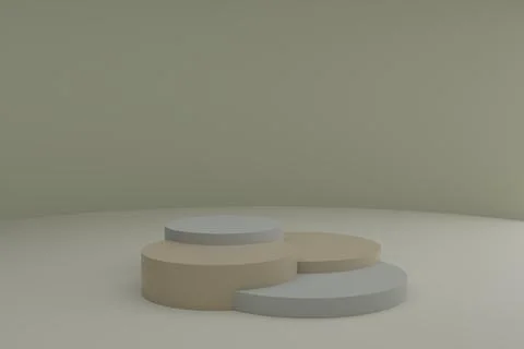 3d modeling scene with round podiums in calm pastel colors Illustrazione stock