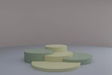 3d modeling scene with round podiums in calm pastel colors Stock Illustration