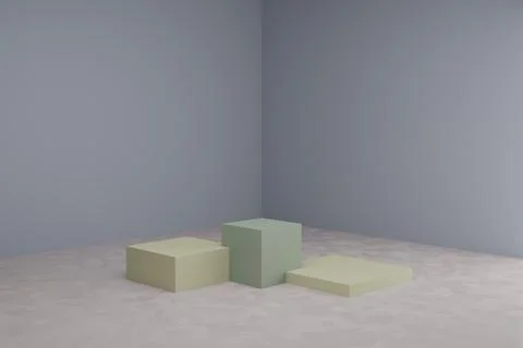 3d modeling scene with square podiums in calm pastel colors Stock Illustration