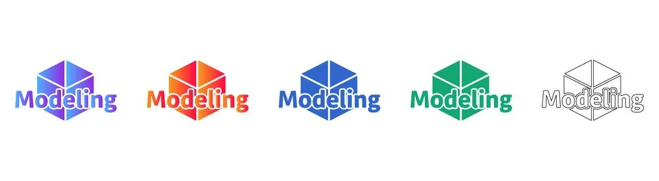 3D Modeling Software Concept Icons 스톡 일러스트