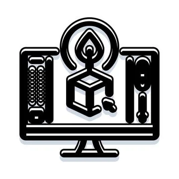 3d modeling software interface creating digital asset Illustrazione stock