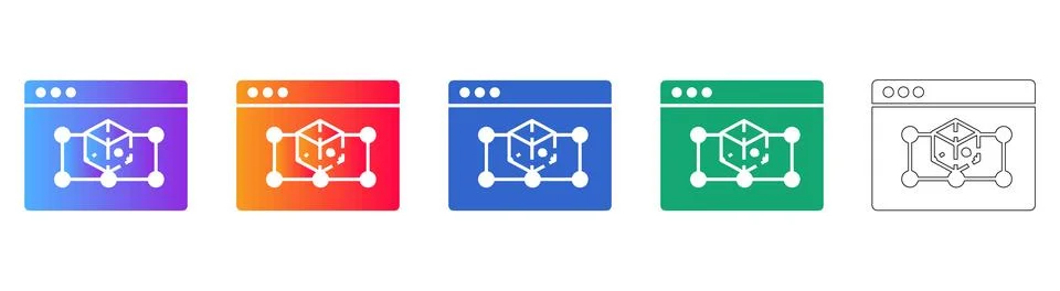 3D Modeling Software Interface Icons Ilustração Stock