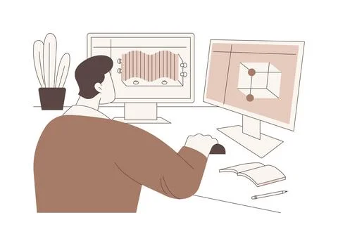 3D modeling software isolated cartoon vector illustrations. Stock Illustration