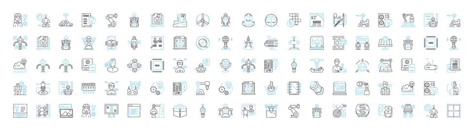 3d modeling vector line icons set. 3D, Modelling, Modeling, Designs, Rendering Stock Illustration